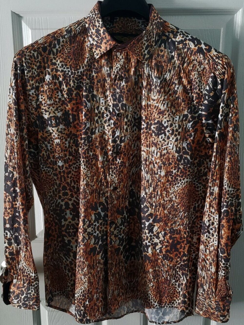 MENS PREMIERE LEOPARD/TIGER PRINT SLIM FIT SHIRT SIZE XL
